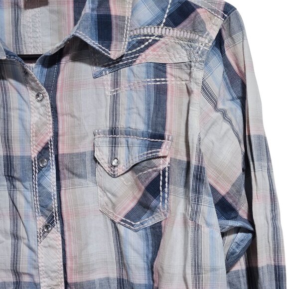 Ariat Fitted Plaid Long Sleeve Shirt Womens Size Large Western Snap Button - Picture 3 of 6